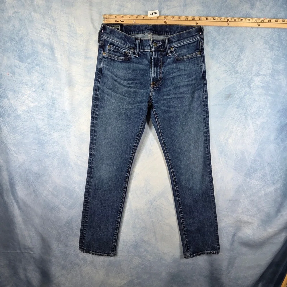 Abercrombie & Fitch Kennan Straight Jeans Mens 29x30 Blue Medium Wash Stretch